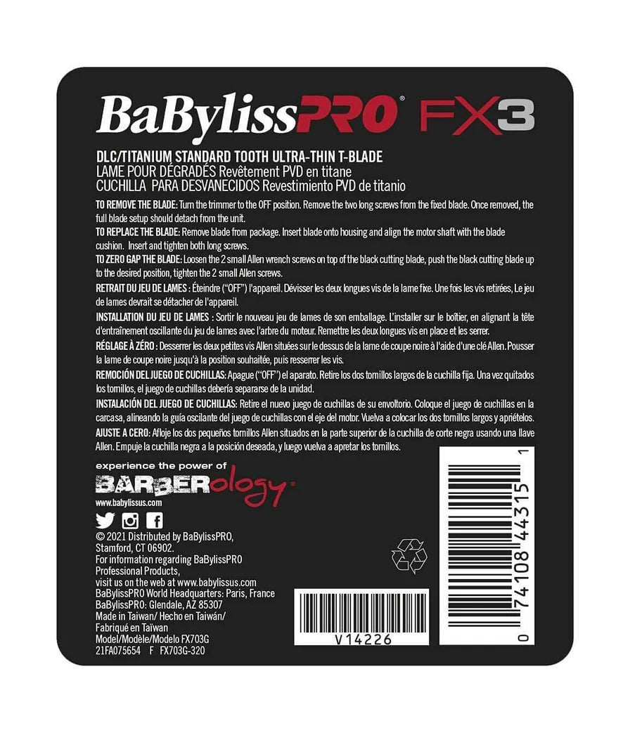 BaBylissPRO Fx3 Trimmer DLC Titanium Replacement Blade - Gold
