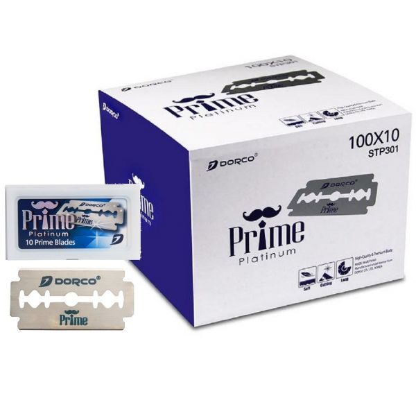 Dorco Prime Platinum Double Edge Blades - 1,000 Blades #STP-301 [100 Blades X 10 Box]
