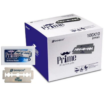 Dorco Prime Platinum Double Edge Blades - 1,000 Blades #STP-301 [100 Blades X 10 Box]
