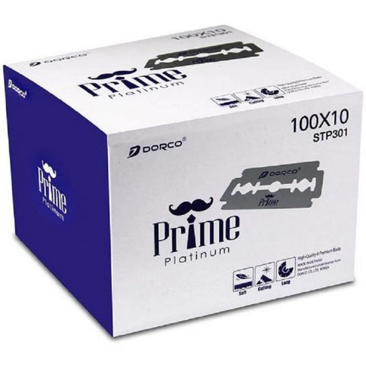 Dorco Prime Platinum Double Edge Blades - 1,000 Blades #STP-301 [100 Blades X 10 Box]